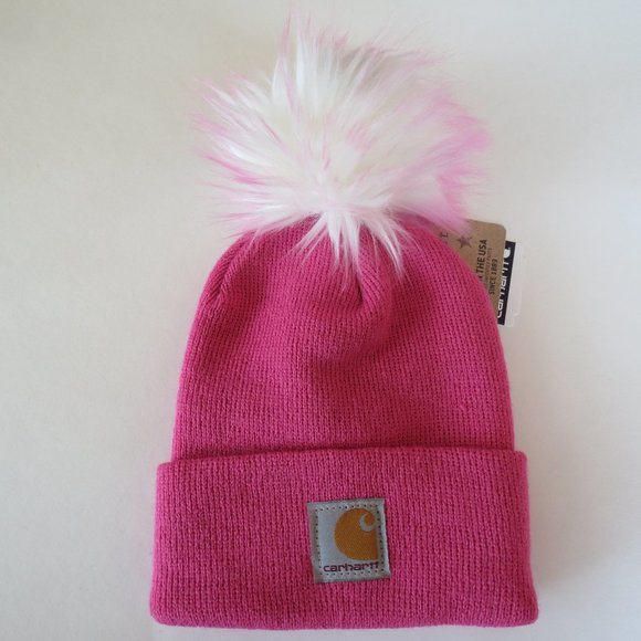 Carhartt Beanie Handmade in USA Pom Kids Cap - Picture 1 of 4